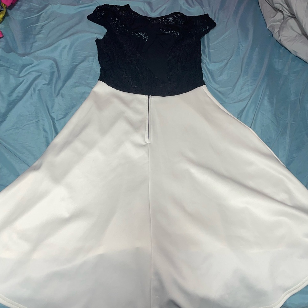 Elegant Black and White Lace Dress